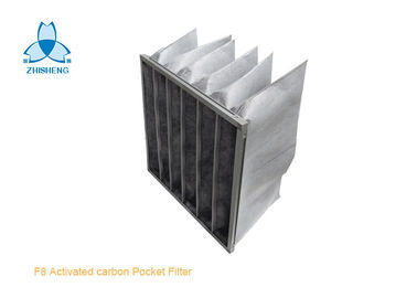 F8 Karbon Aktif Dan Media Serat Sintetis Pocket Air Filter Aluminium Frame V Jenis Kaku