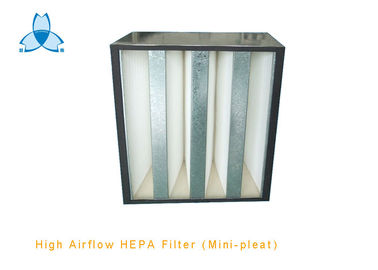Beli V Cell Mini Pleat Air Filter For High Air Flow Air Handling Unit , 99.97% down 0.3 um online manufacture
