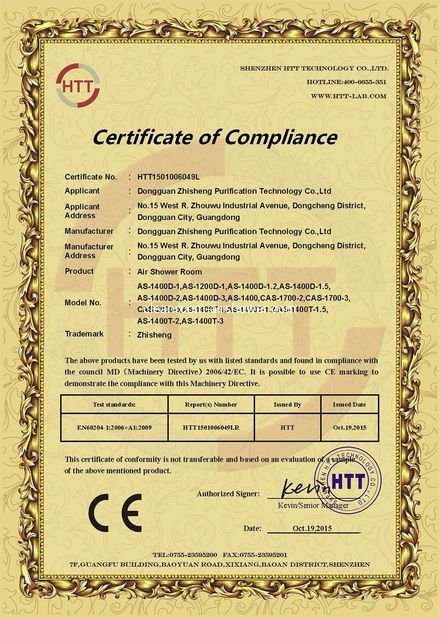 Cina Zhisheng Purification Technology Co., Limited Sertifikasi