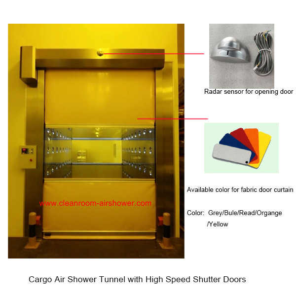 kedalaman 4000mm Penuh Stainless Steel 304 Terowongan Mandi Udara Industri Hemat Ruang Dengan Pintu Rana Kecepatan Cepat 1.5kw 1