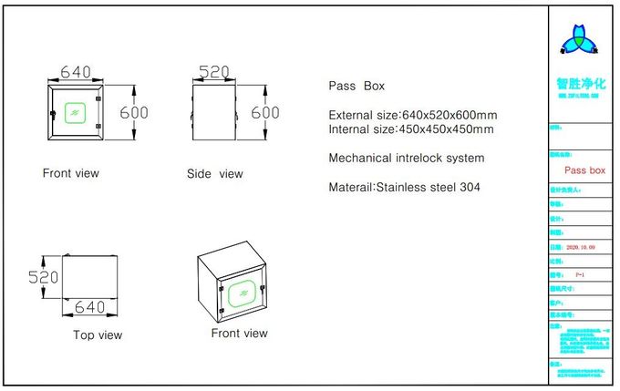 Mechanical Interlock Stainless Steel 304 Pass Box Untuk Ruang Bersih 0
