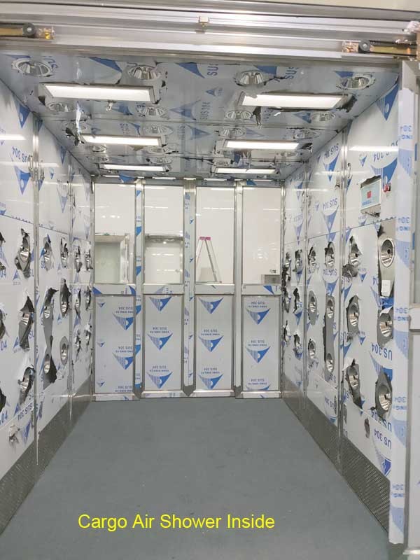 Terowongan Shower Udara Kargo Dengan Pintu Geser Otomatis 4 Daun 1